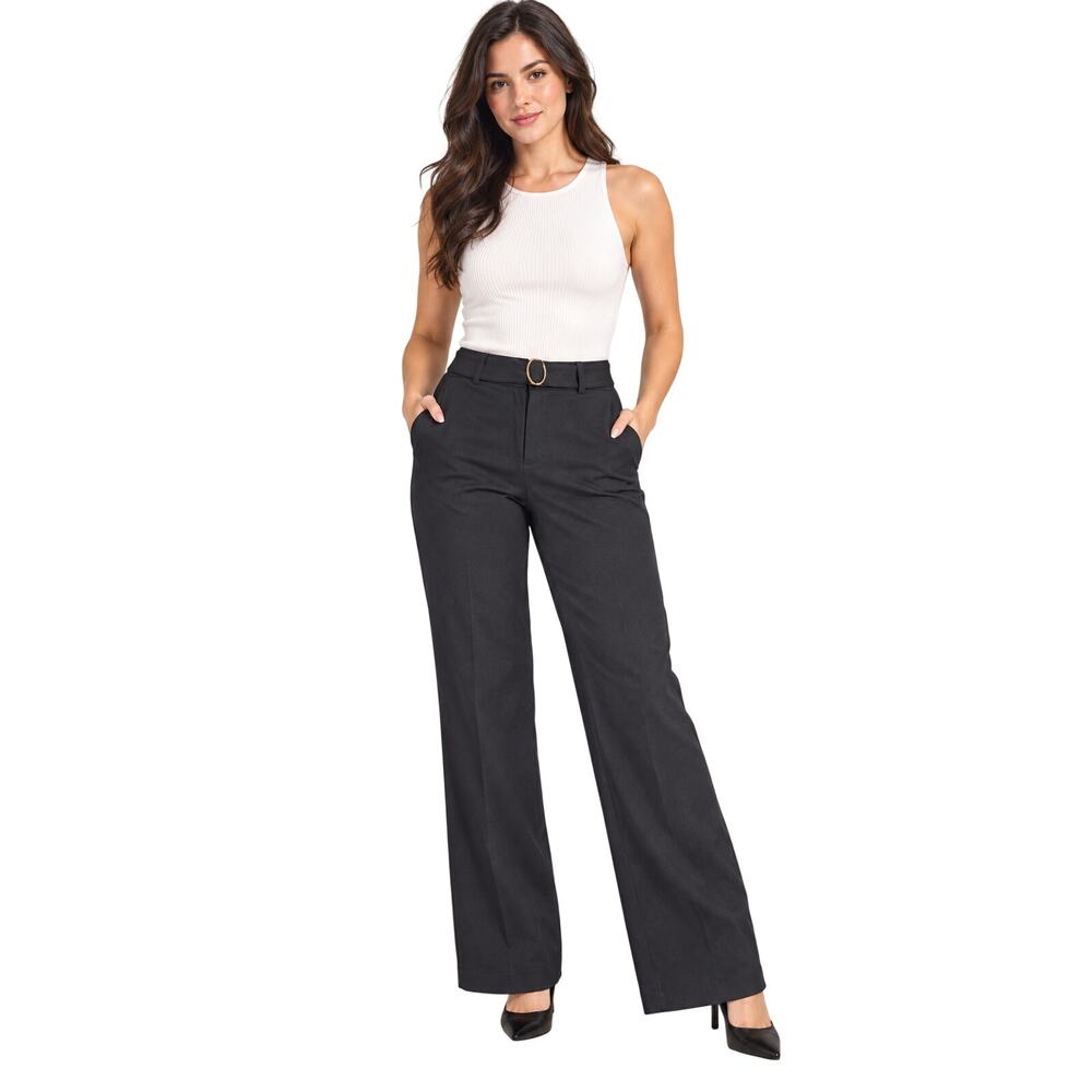 NWT WHBM the ankle trouser sz 10 work career business casual w/ belt black NEW